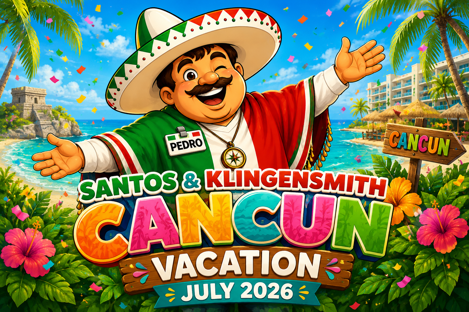 Pedro welcoming the Santos and Klingensmith family to Cancun Vacation July 2026.